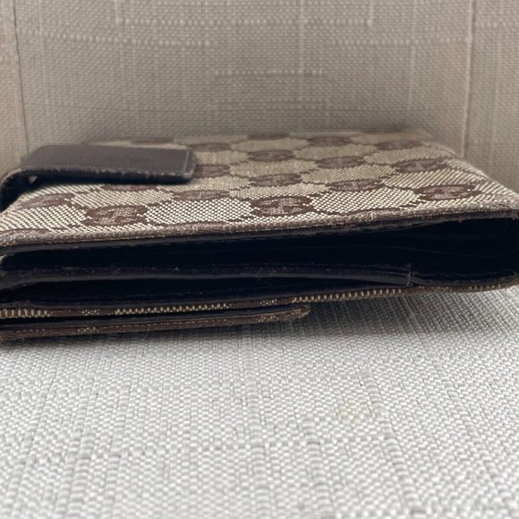 Gucci Women Wallet Card Holder Billfold Brown Leather GG Canvas Made in Italy - Picture 8 of 12